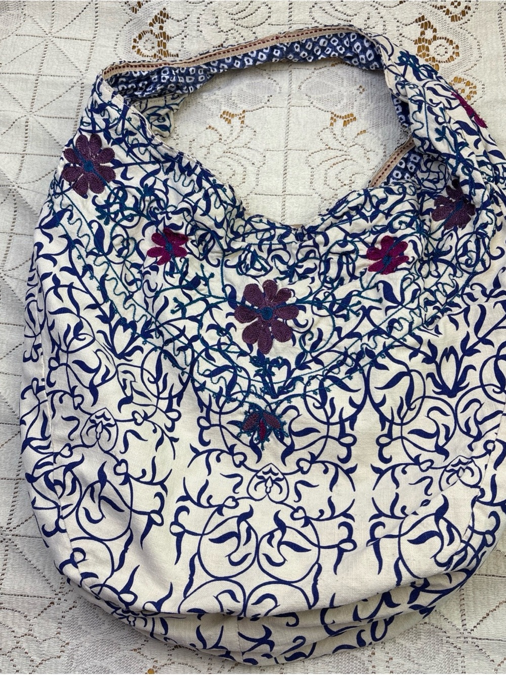 Lucky Brand Floral Embroidered Hobo Bag
